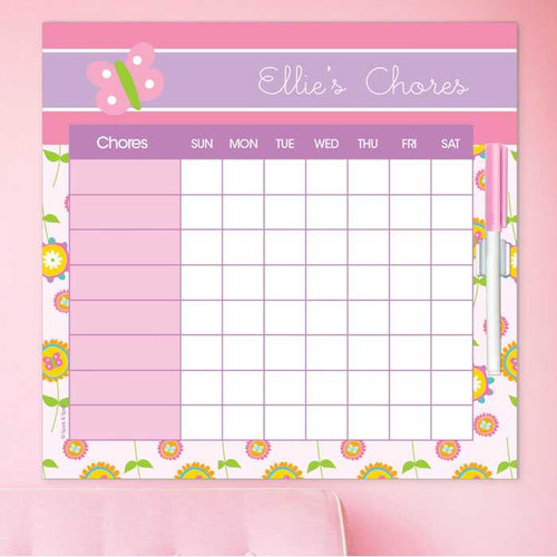 Pink Flowers Pattern Chore Schedule