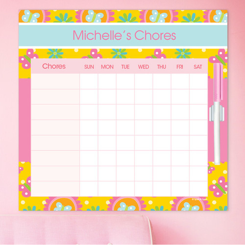 Yellow Flowers Pattern Customizable Chore Chart