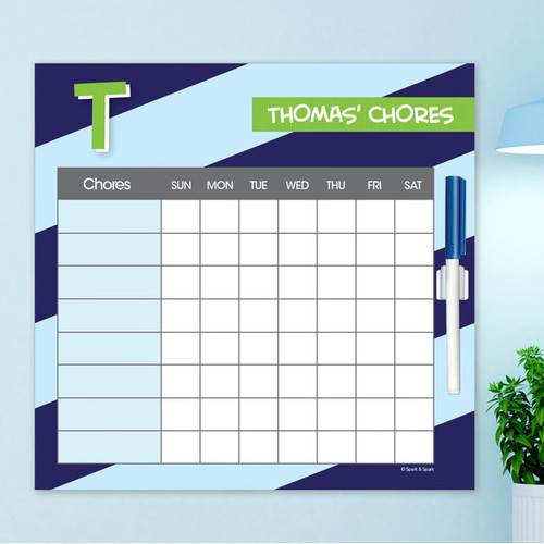 Brilliant initial Blue Chore Chart
