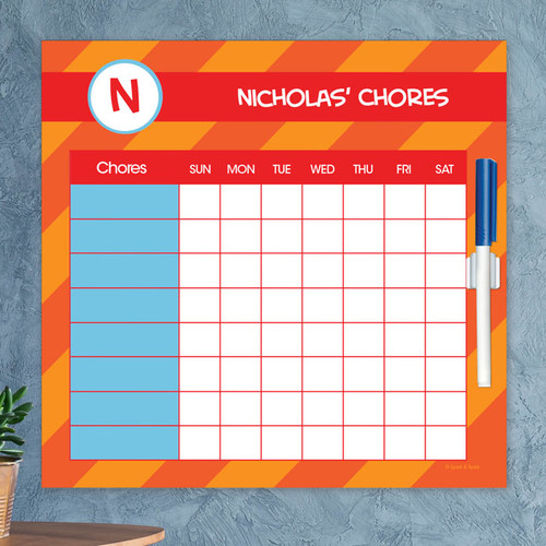 Fun initials Orange Chore Chart
