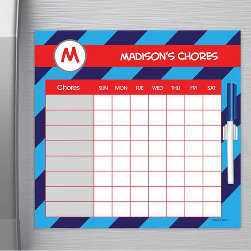 Fun initials Blue Chore Chart