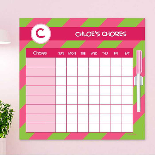 Fun initials Pink Chore Chart