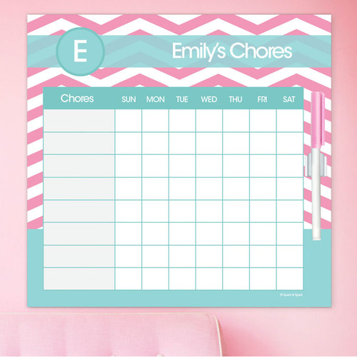 Chevron Pink And Aqua Chore Chart
