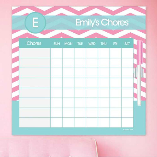Chevron Pink And Aqua Chore Chart