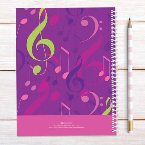 Girly Music Notes Kids Notebook
