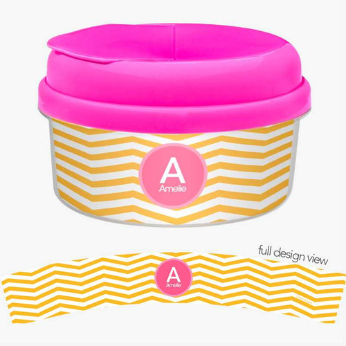 Chevron Mustard and Pink Snack Bowl