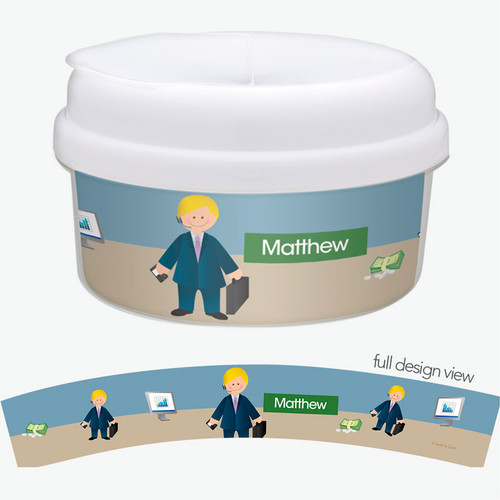 A Boy Crunching Numbers Snack Bowl