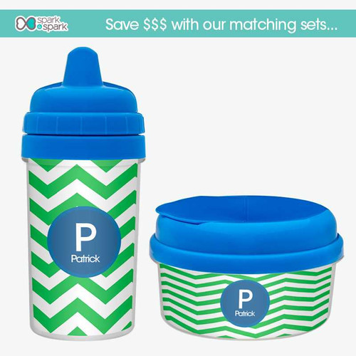 Chevron Green & Blue Transition Sippy Cup