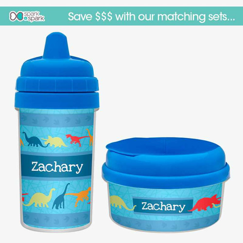 Kids Sippy Cups with Dinosaur Trail Design