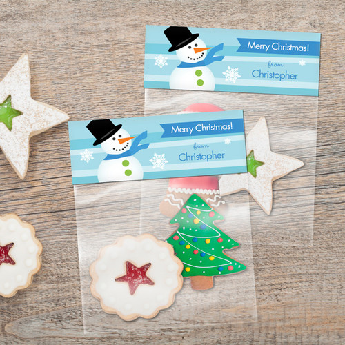 Blue Mr. Snowman Treat Bags