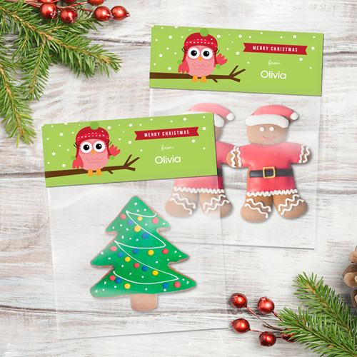 Xmas Baby Pink Owl Treat Bags