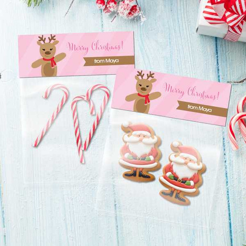 Sweet Reindeer on Pink Treat Bags