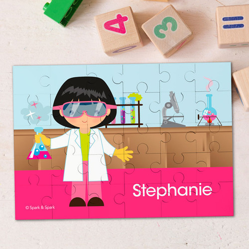 Cute Scientist Girl Personalized Puzzles