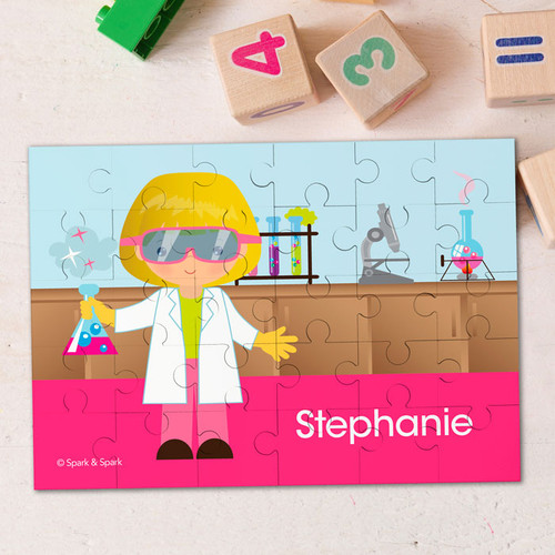 Cute Scientist Girl Personalized Puzzles