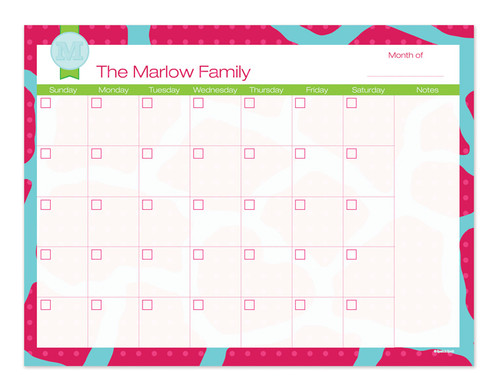 Cute Pink Rocks Monthly Removable Wall Calendar