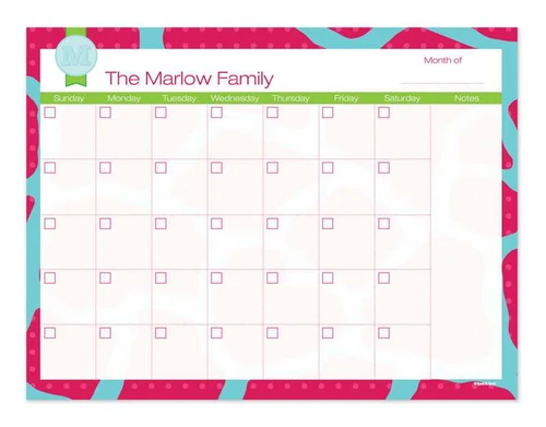 Cute Pink Rocks Monthly Removable Wall Calendar