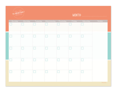 Orange Solid Wave Colors Monthly Removable Wall Calendar
