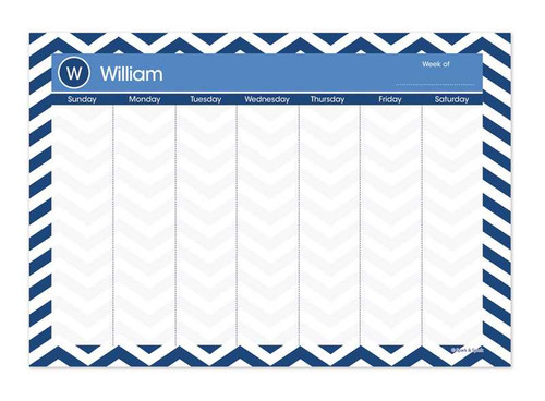 Chevrons Blue Weekly Removable Wall Calendar