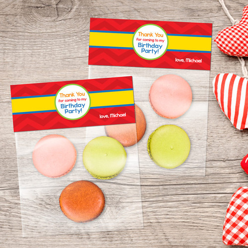 Chevron Red Birthday Treat Bags