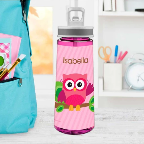 Pink Owl Be Yours Sports Water Bottle