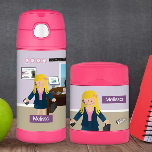A Girl Crunching Numbers Thermos Bottle