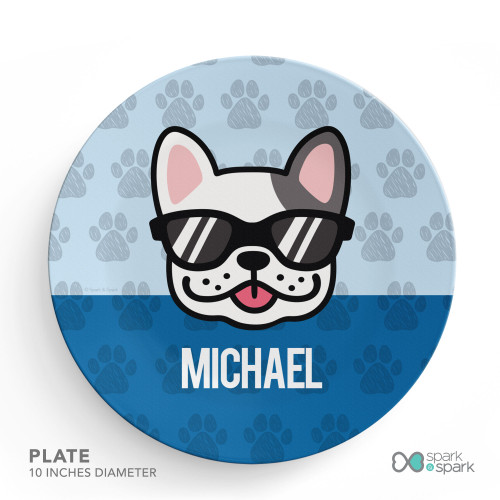 Fun & Cute Dog Blue Kids Plate