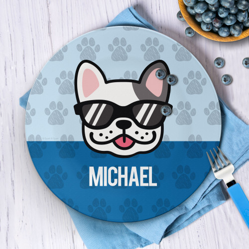 Fun & Cute Dog Blue Kids Plate