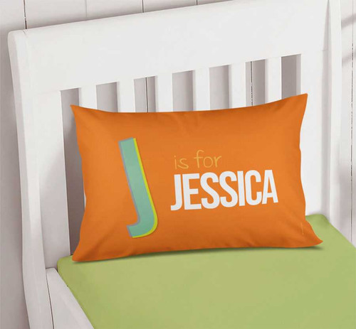 Double Initial Orange Pillowcase Cover