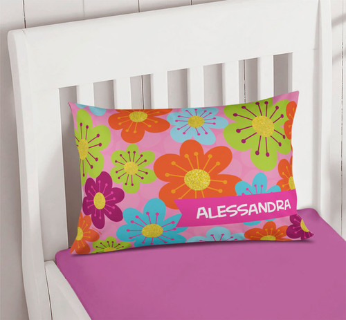 Shiny Bold Flowers Pillowcase Cover