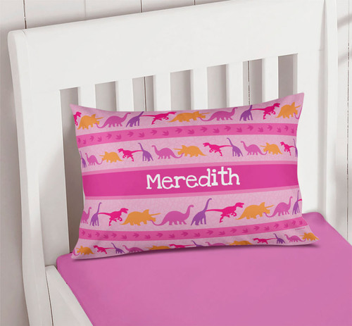 Pink Dinosaur Trail Pillowcase Cover