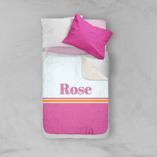 Glitter Pink Name Sherpa Blanket