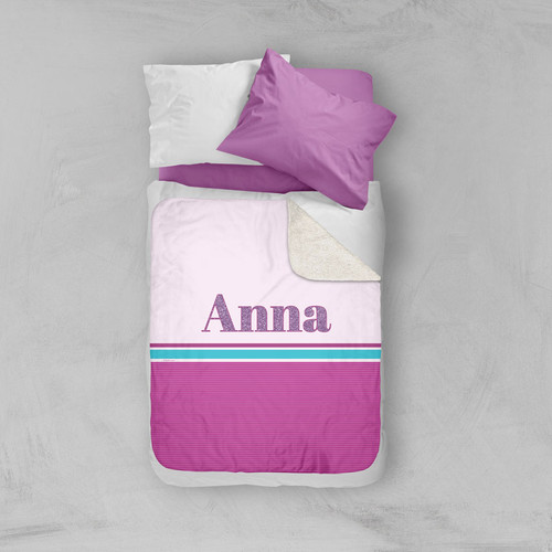 Glitter Purple Name Sherpa Blanket