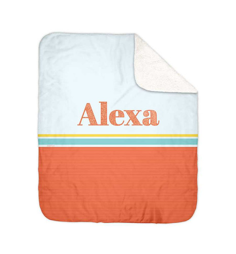 Glitter Orange Name Sherpa Blanket