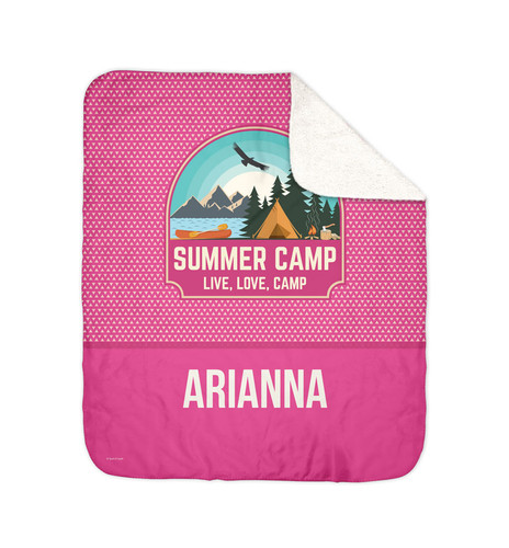 Live, Love, Camp Pink Sherpa Blanket