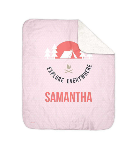 Explore Everywhere Pink Sherpa Blanket