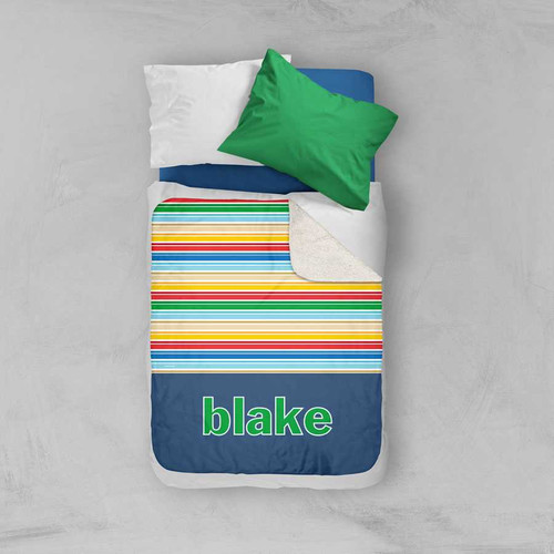 Fun Stripes Boy Sherpa Blanket