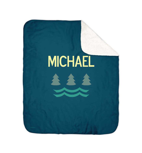 Summer Forest Blue Sherpa Blanket