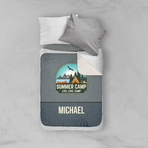 Live, Love, Camp Gray Sherpa Blanket