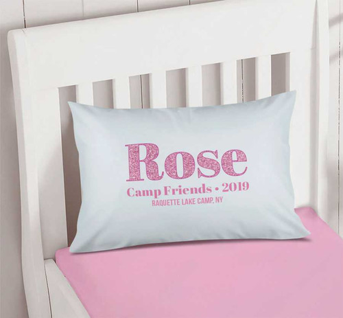 Glitter Pink Name Autograph Camp Pillowcase Cover