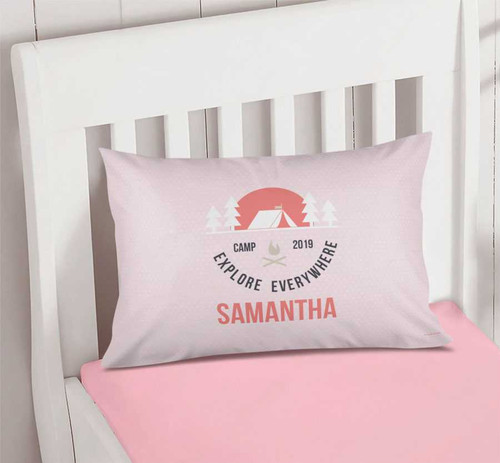 Explore Everywhere Pink Pillowcase Cover