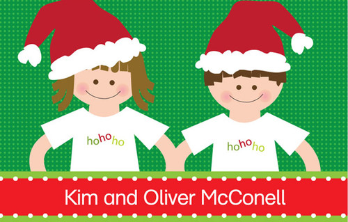 Kids In Santa Hats  Gift Tag