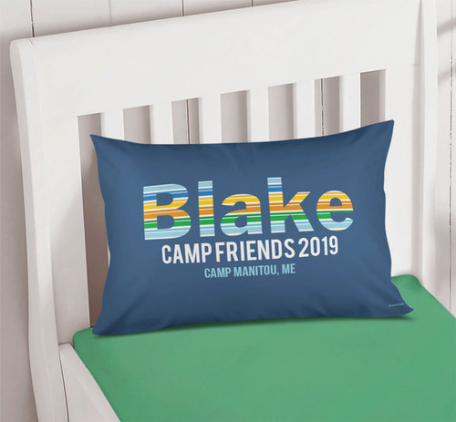 Fun Stripes Boy Autograph Camp Pillowcase Cover