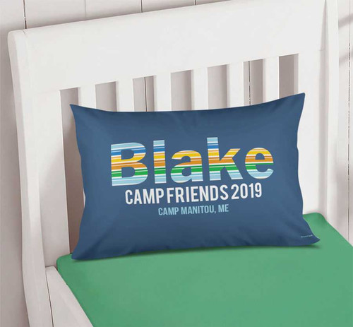 Fun Stripes Boy Autograph Camp Pillowcase Cover
