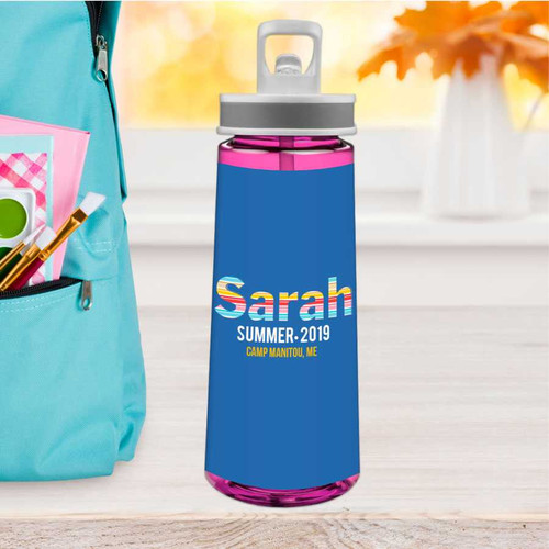 Fun Stripes Girl Sports Water Bottle