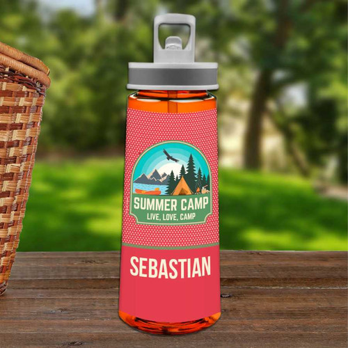 Live, Love, Camp Red Sports Water Bottle