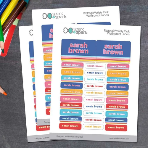 Fun Stripes Girl Waterproof Labels Labels Rectangular Pack