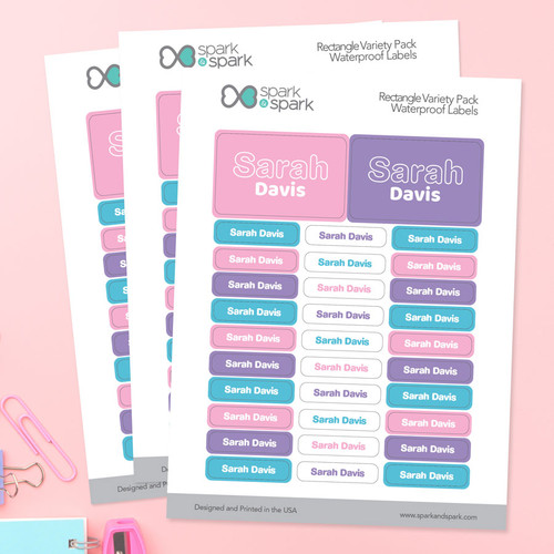 Modern Pink Waterproof Labels Rectangular Pack