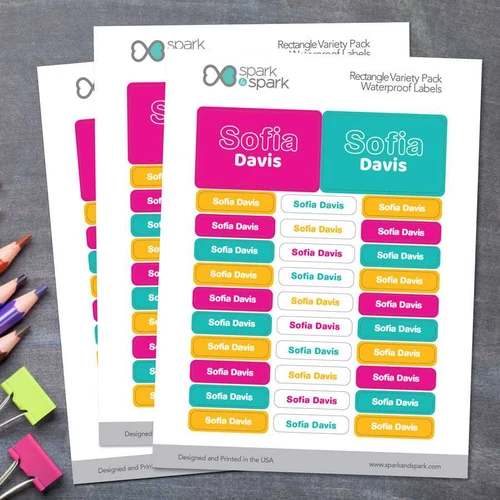 Modern Magenta Waterproof Labels Rectangular Pack