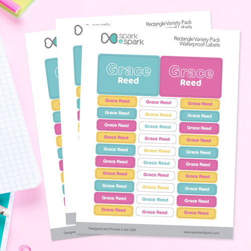 Modern Mint Waterproof Labels Rectangular Pack