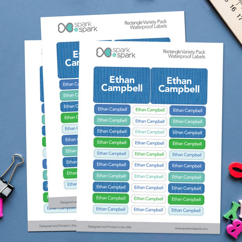 Linen Blue Style Waterproof Labels